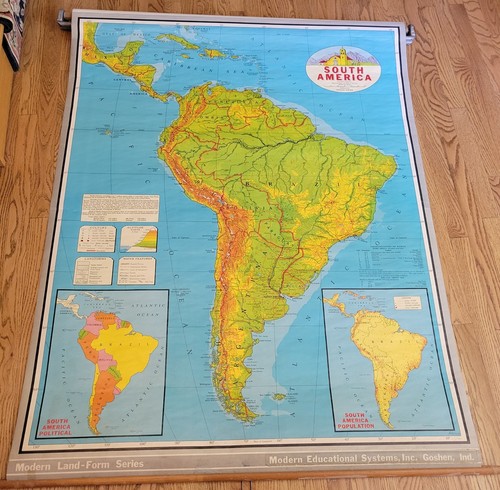 Vintage pull down map - down, south